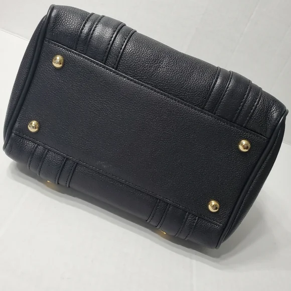 MCM Grained Calfskin Studded Boston Handbag - Picture 6 of 12